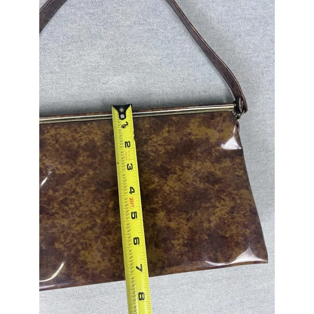 Vintage Bobbie Jerome Brown Marbled Box Bag 1950s 1960s Rockabilly Mod Purse